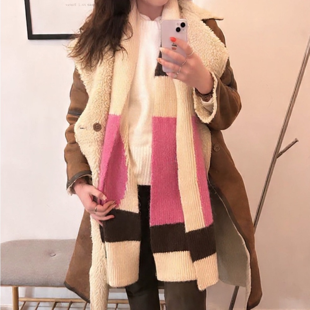 Boohoo Longline Brown Suede Shearling Aviator Coat. Size S ( runs large) - Picture 15 of 16